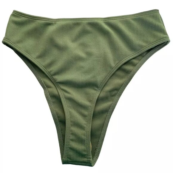 SweatyRocks One Shoulder Ribbed Bikini Set Swimsuit Size Small High Cut Bottom - Picture 3 of 6